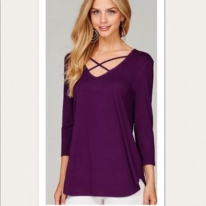 Crisscross V Neck Top